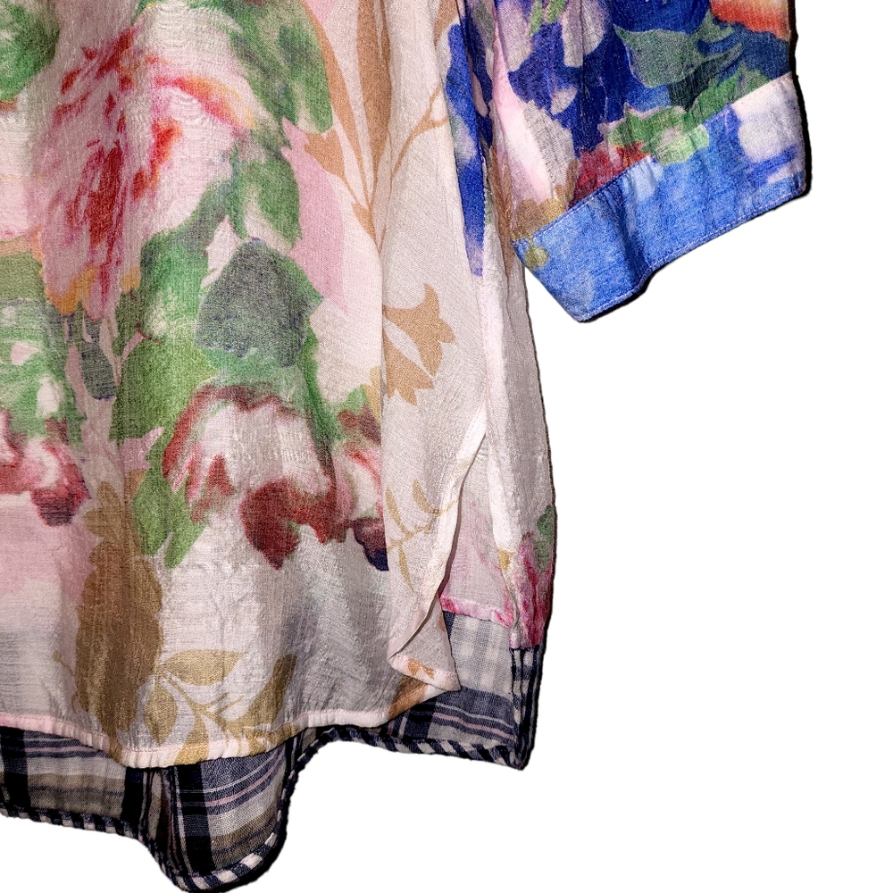Anthropologie Arrata Silent Journey Multi Pattern Patchwork Silk Blend Top - Picture 4 of 9